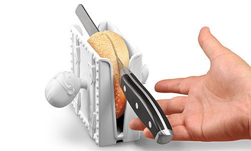Mesa de corte pan de hamburguesa – “open sesame bagel slicer”